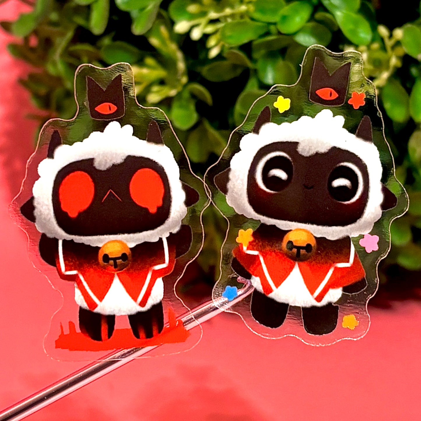 GOOD & BAD LAMBERT stickers from Cult of the Lamb – Perfect for Best Friends! (matching keychains also available)