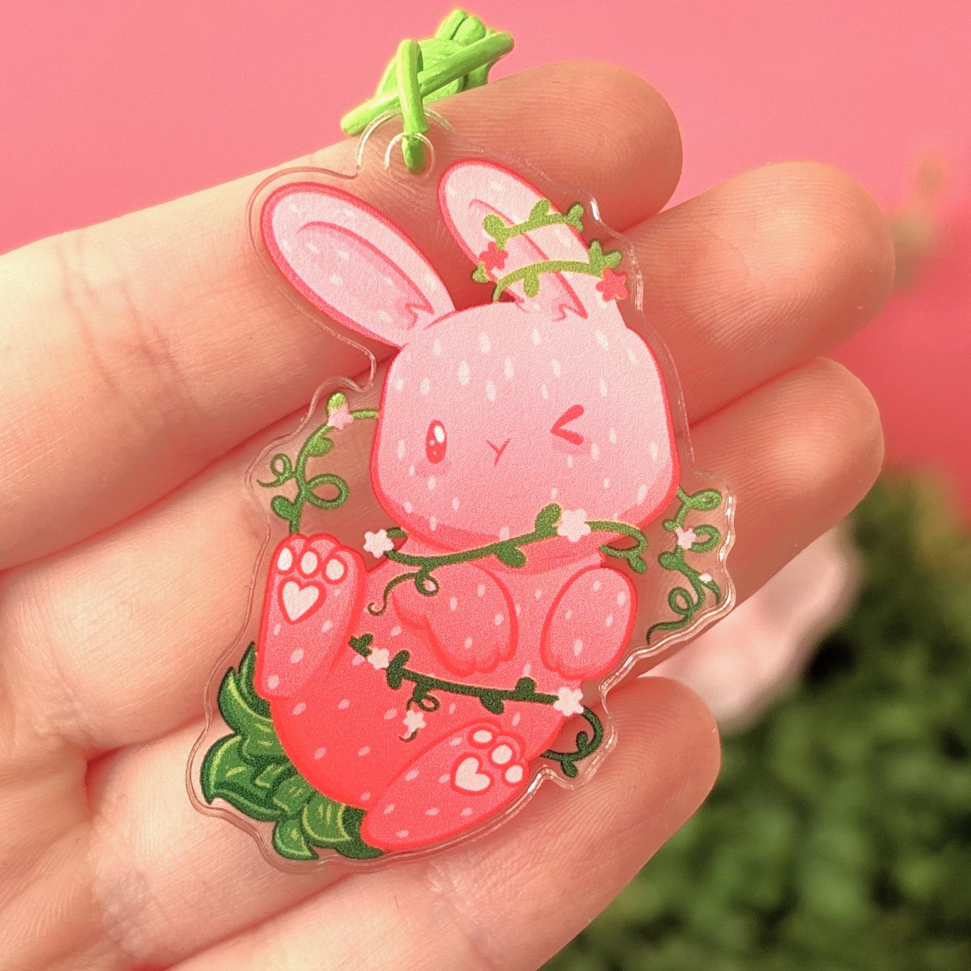 Strawberry Bunny Keychain – Adorably Caught In A Berry Sweet Jam!