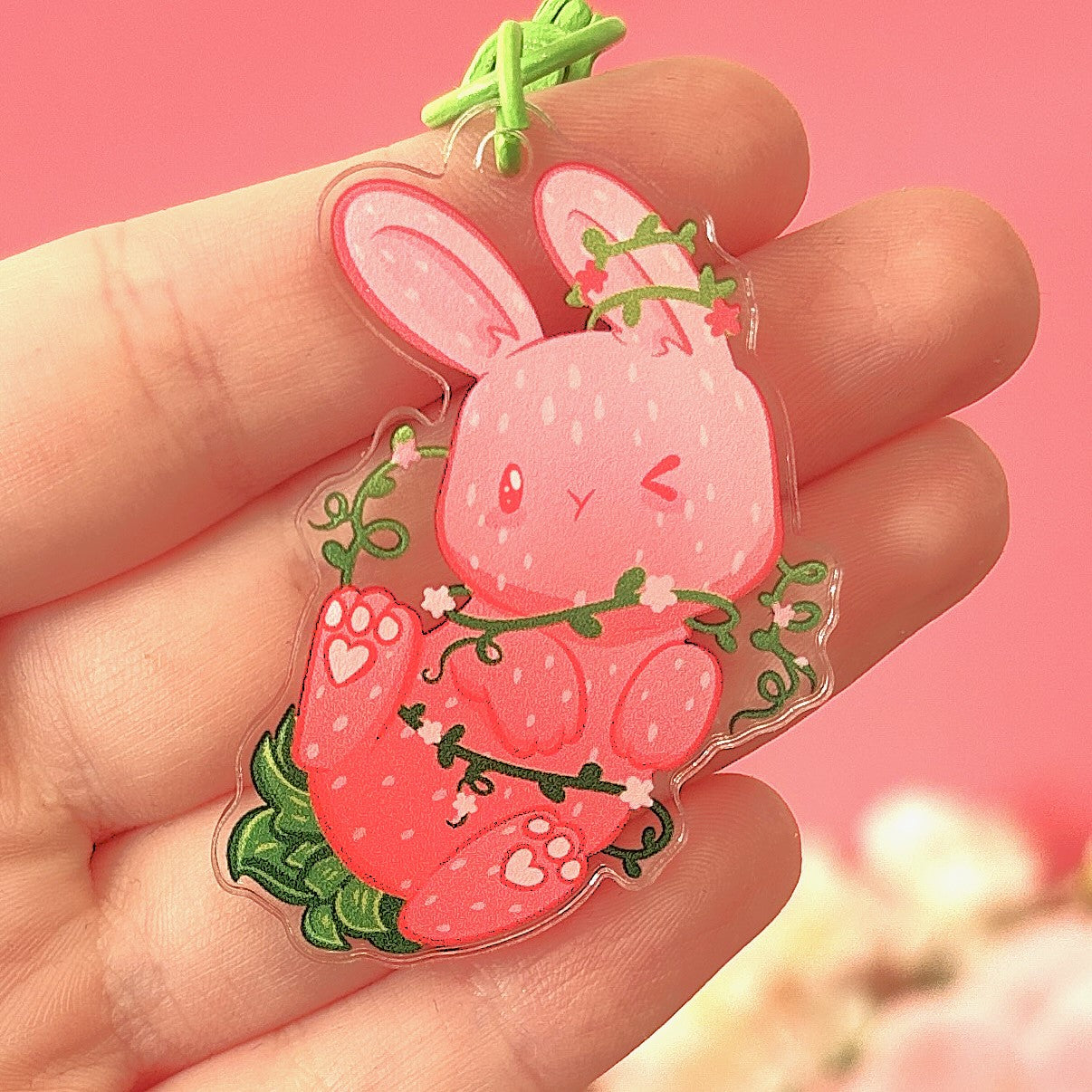 Strawberry Bunny Keychain – Adorably Caught In A Berry Sweet Jam!