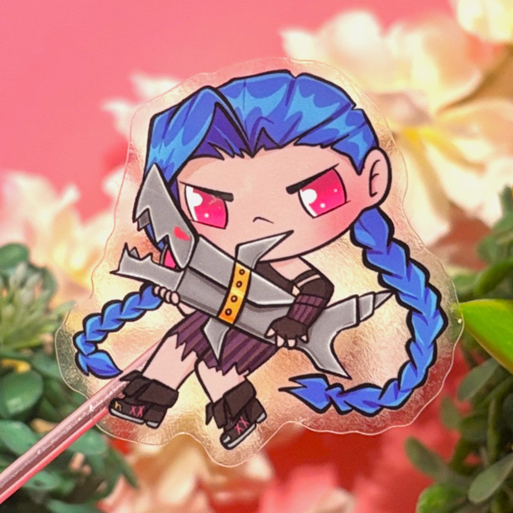 Jinx Sticker – Chaotic Charm of Arcane in Transparent Vinyl