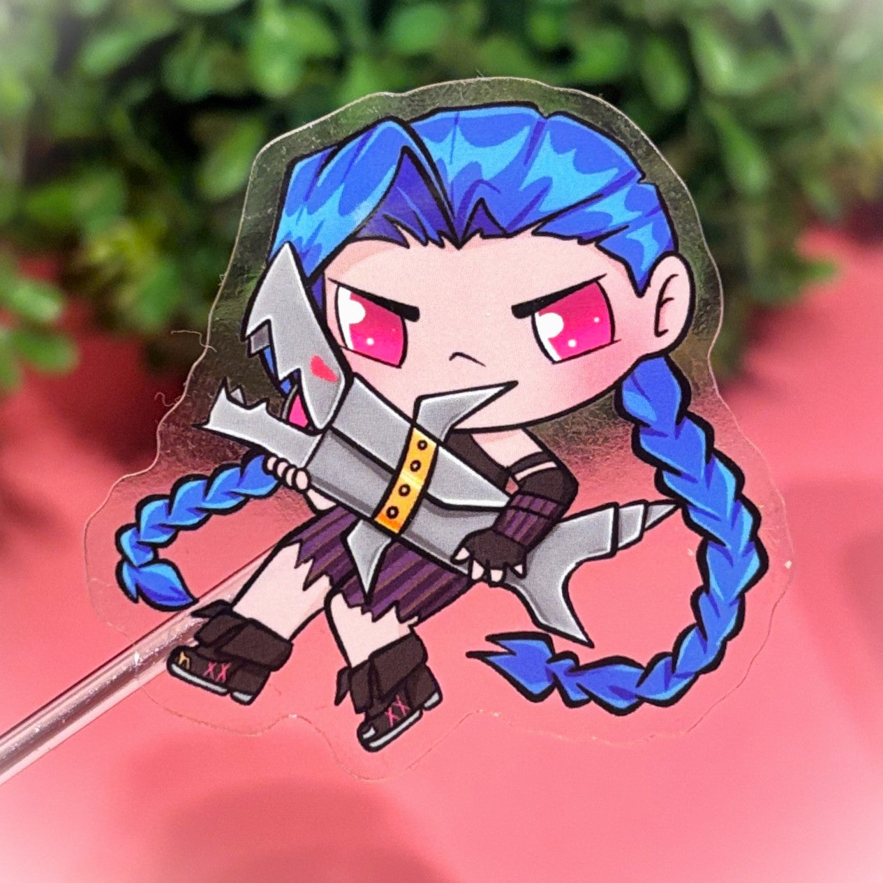 Jinx Sticker – Chaotic Charm of Arcane in Transparent Vinyl