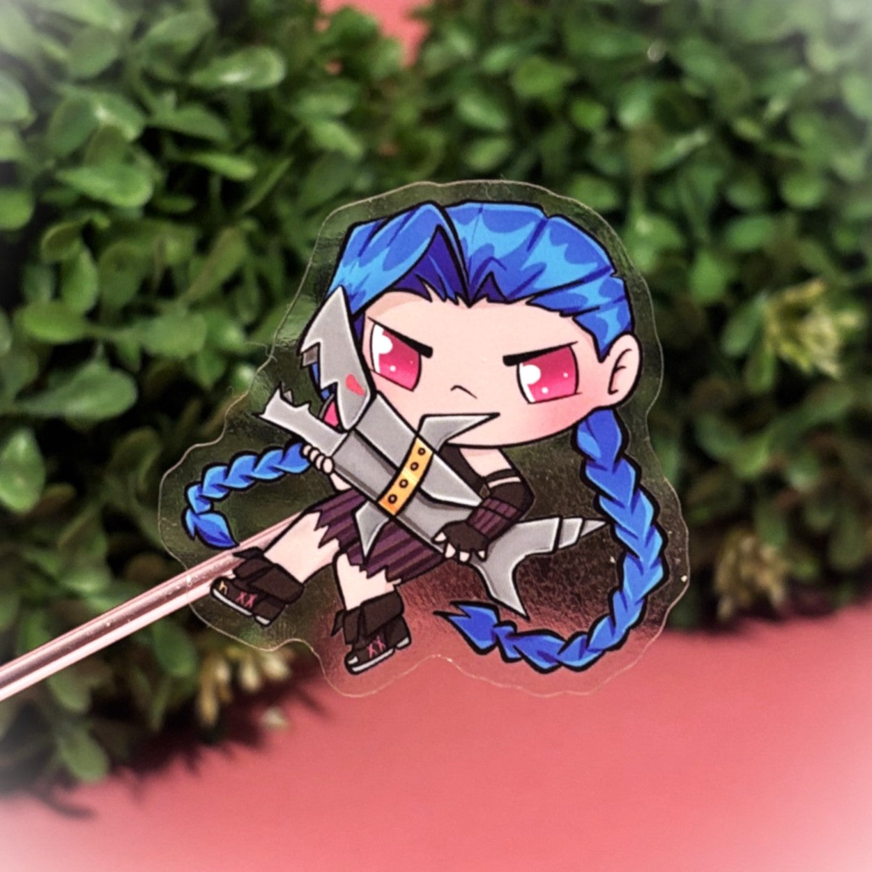 Jinx Sticker – Chaotic Charm of Arcane in Transparent Vinyl