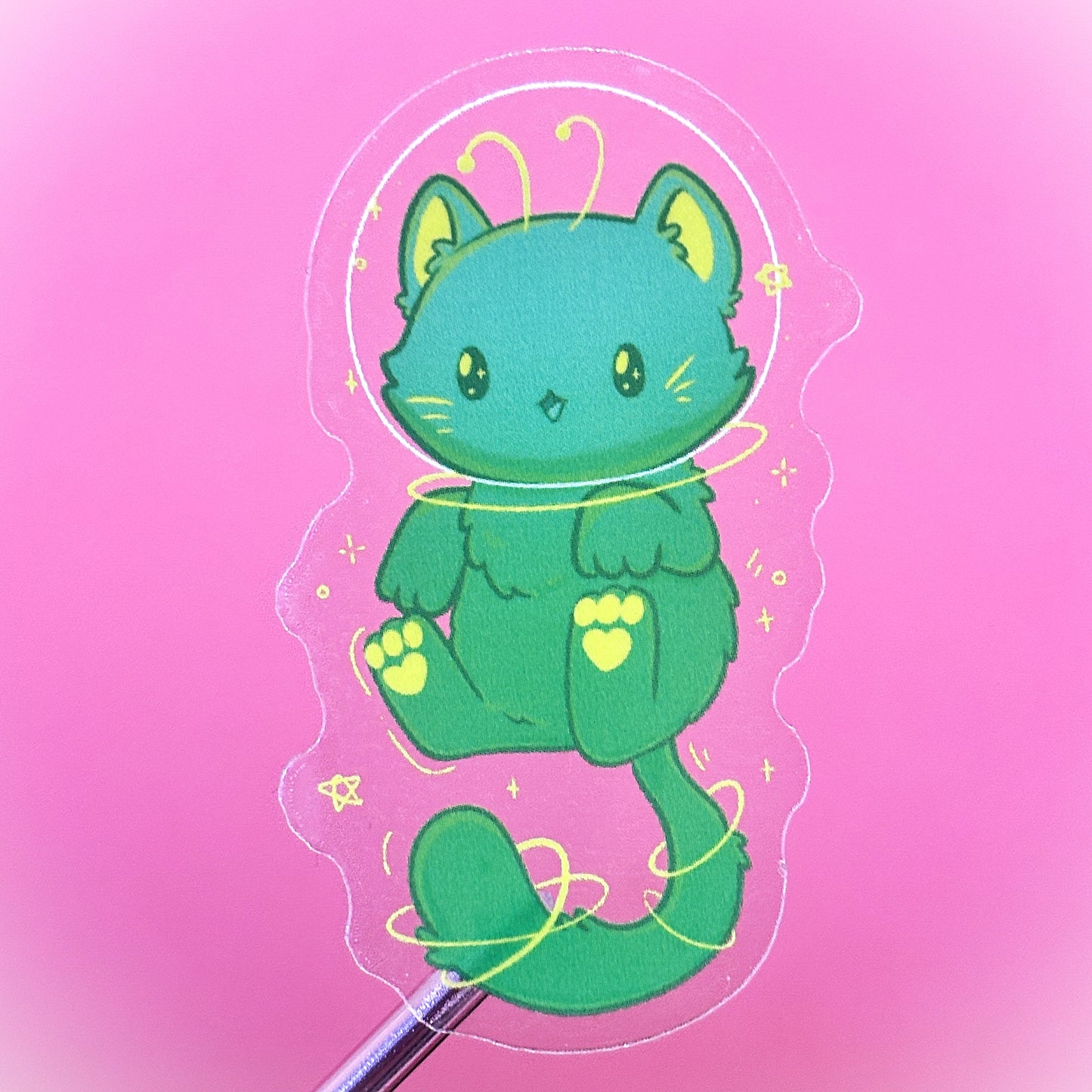 Green Alien Cat Sticker