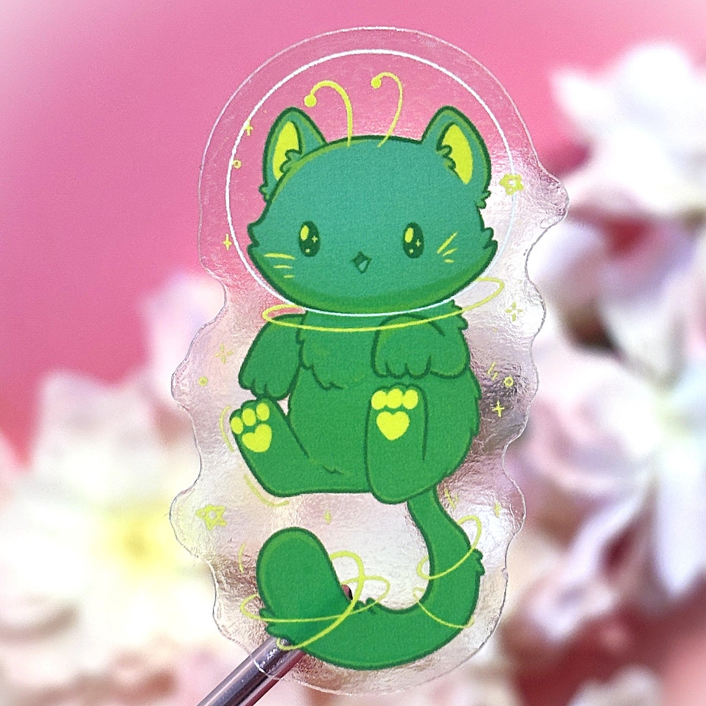 Green Alien Cat Sticker