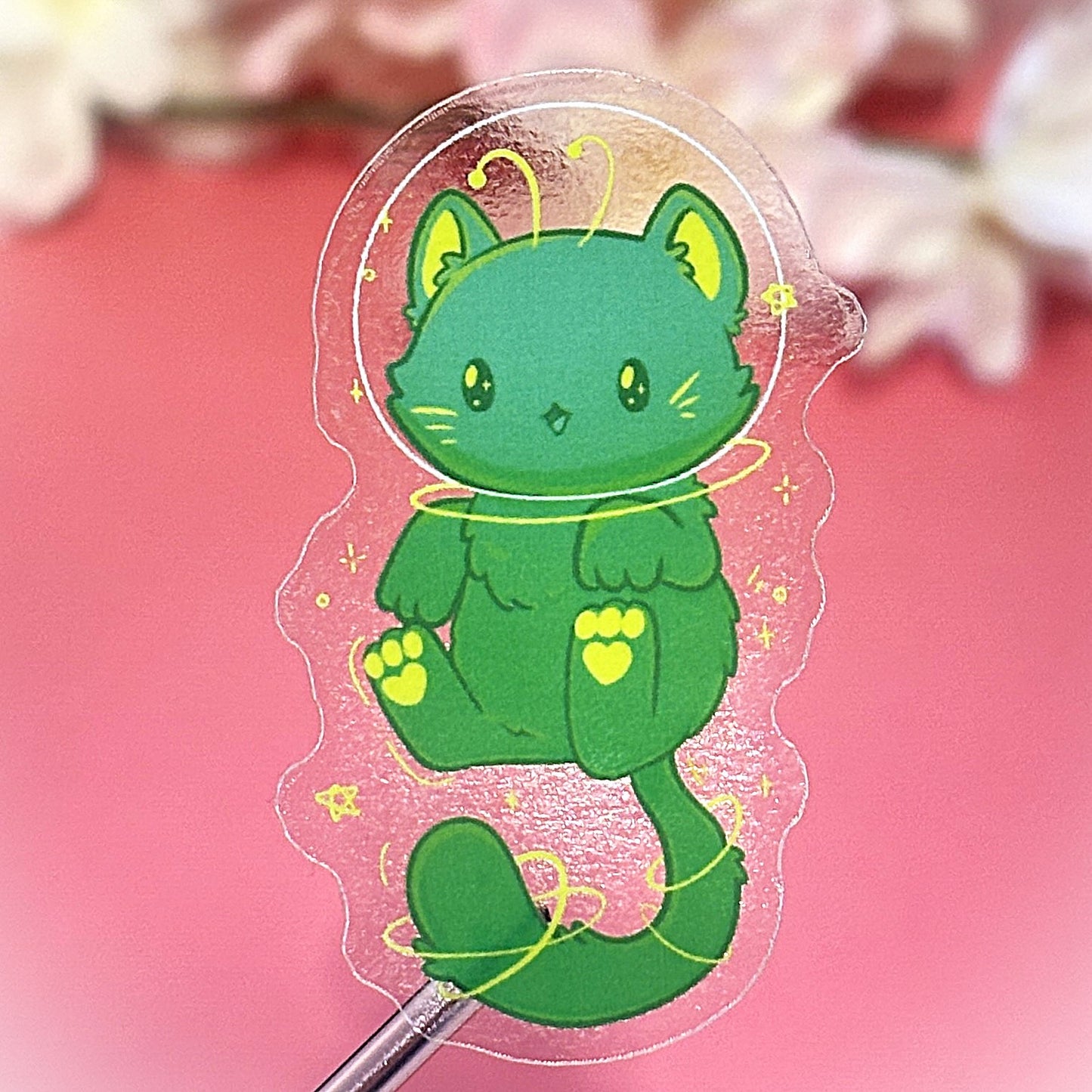 Green Alien Cat Sticker