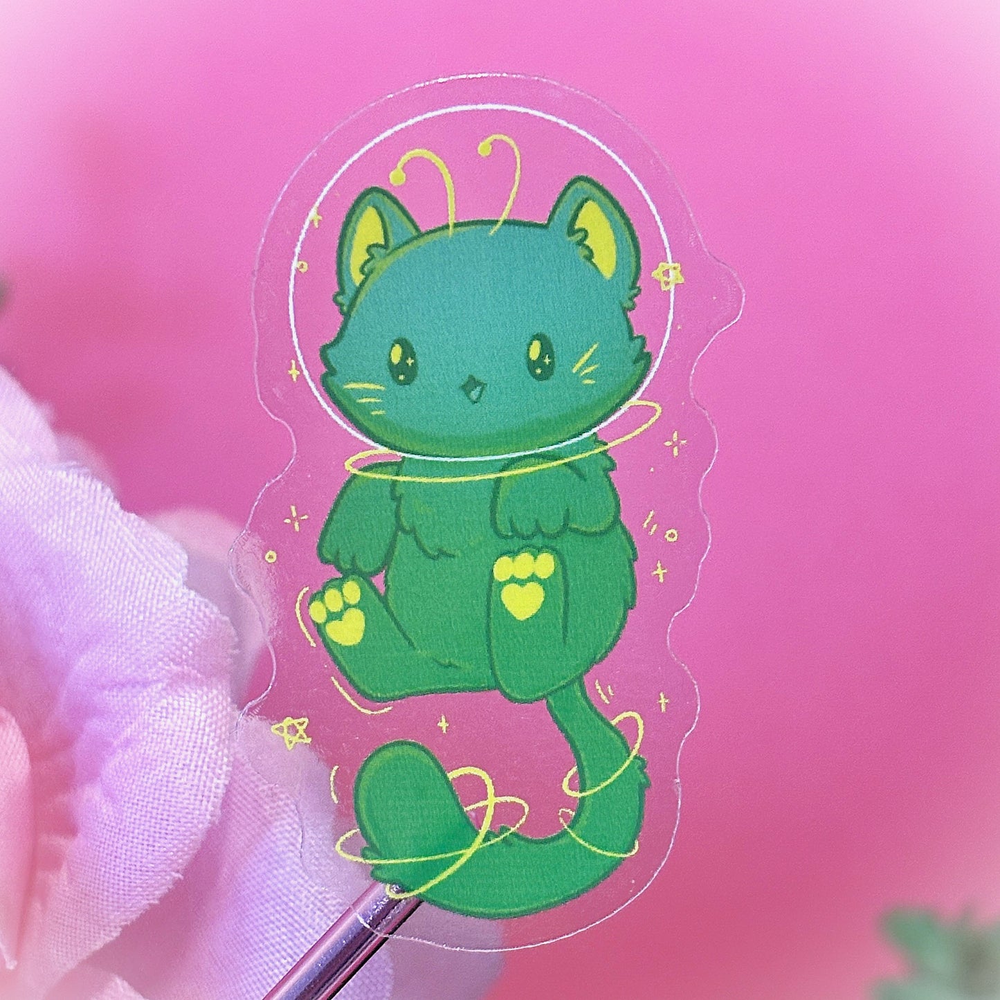 Green Alien Cat Sticker