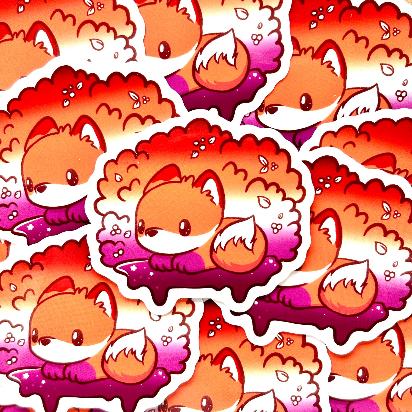 Fox Sticker with Hidden Lesbian Flag