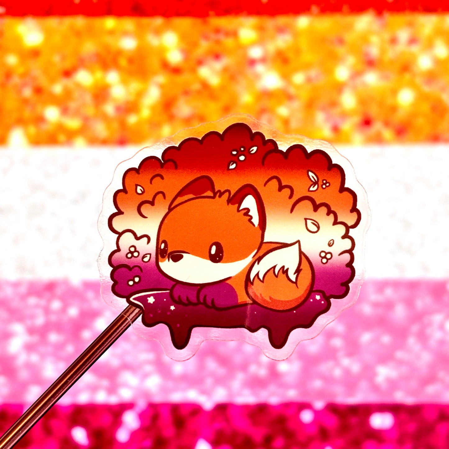 Fox Sticker with Hidden Lesbian Flag