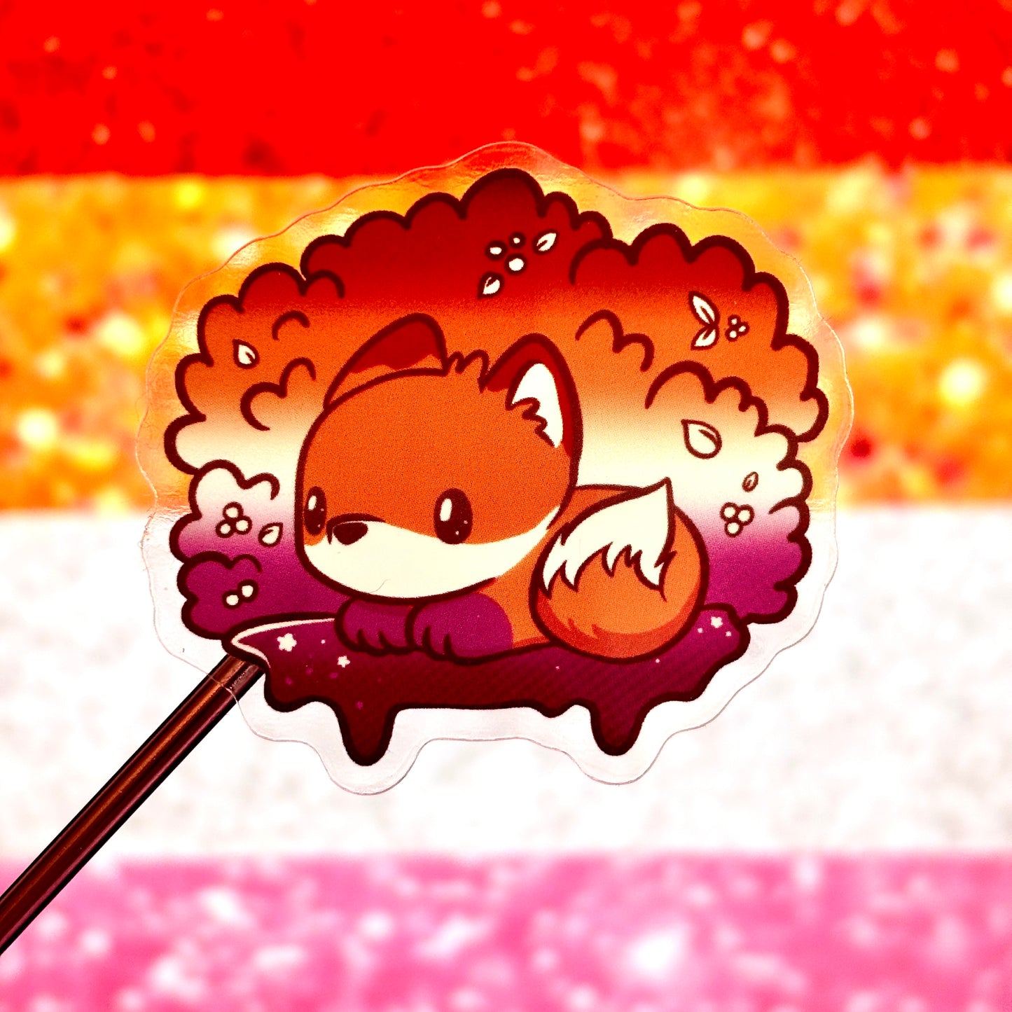 Fox Sticker with Hidden Lesbian Flag