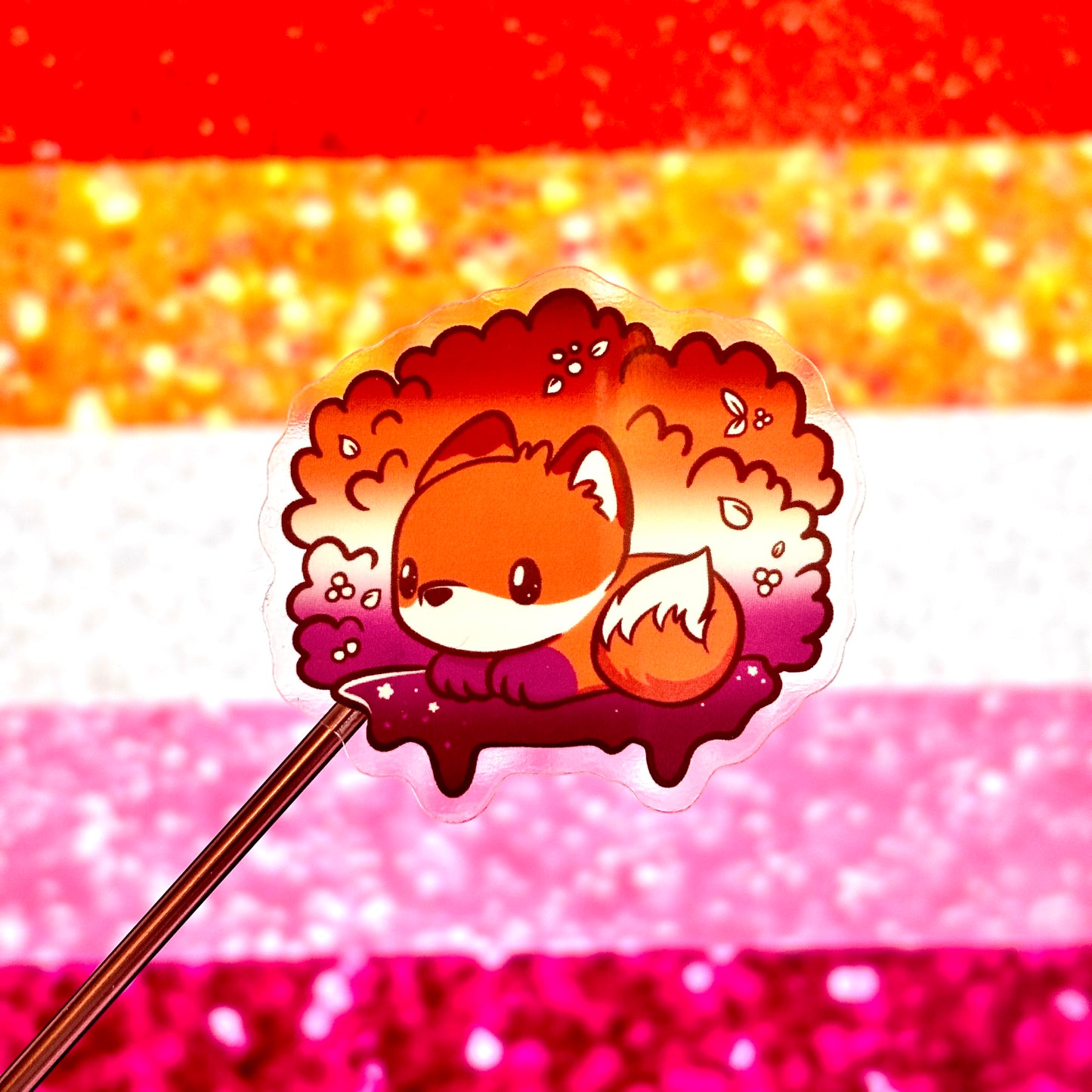 Fox Sticker with Hidden Lesbian Flag