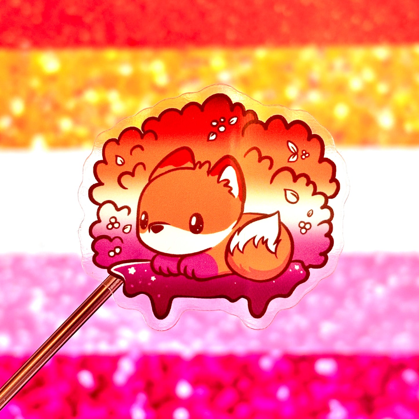 Fox Sticker with Hidden Lesbian Flag