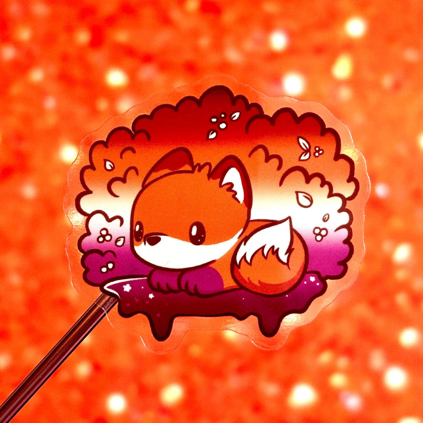 Fox Sticker with Hidden Lesbian Flag