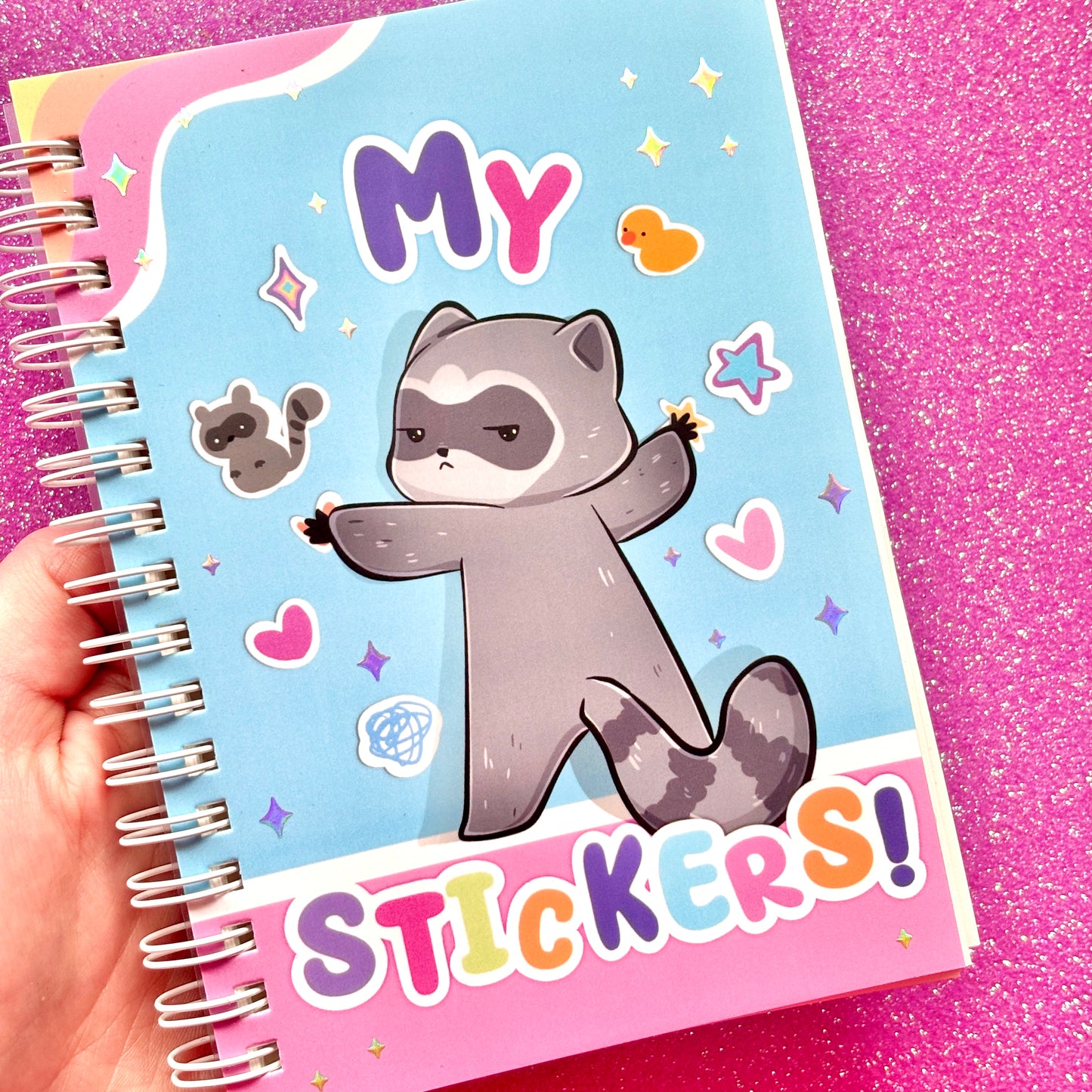 Small Reusable Sticker Book With Cute Raccoon – A6 Size, 50 Sheets