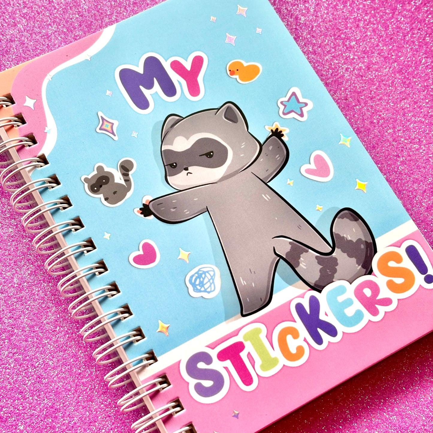 Small Reusable Sticker Book With Cute Raccoon – A6 Size, 50 Sheets