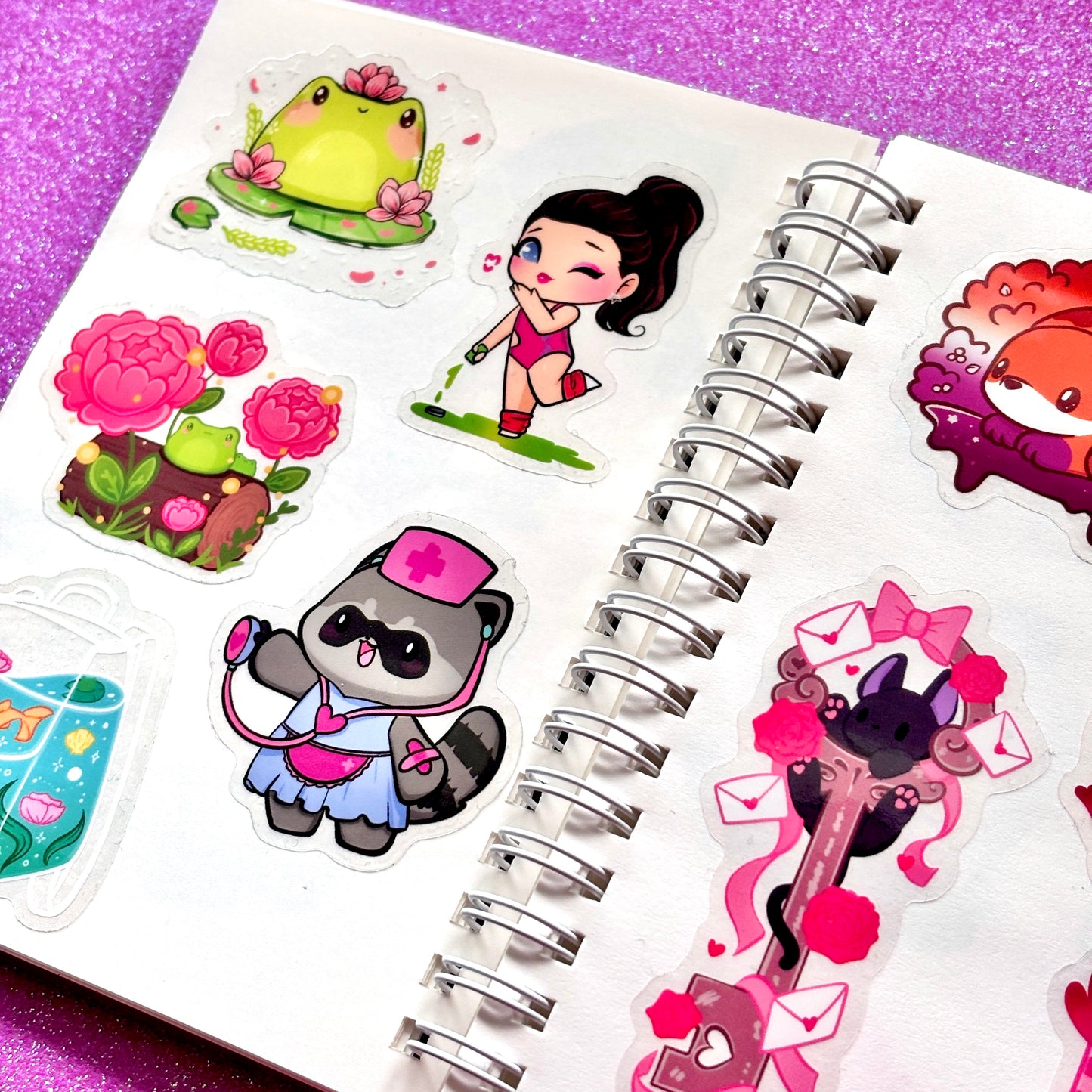 Small Reusable Sticker Book With Cute Raccoon – A6 Size, 50 Sheets