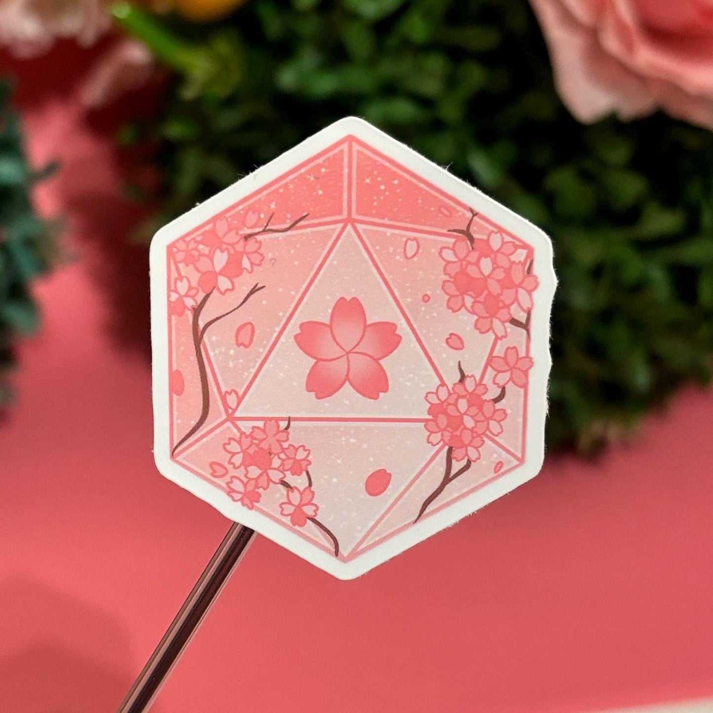 D&D SAKURA FLOWERS Dice D20 DnD Sticker