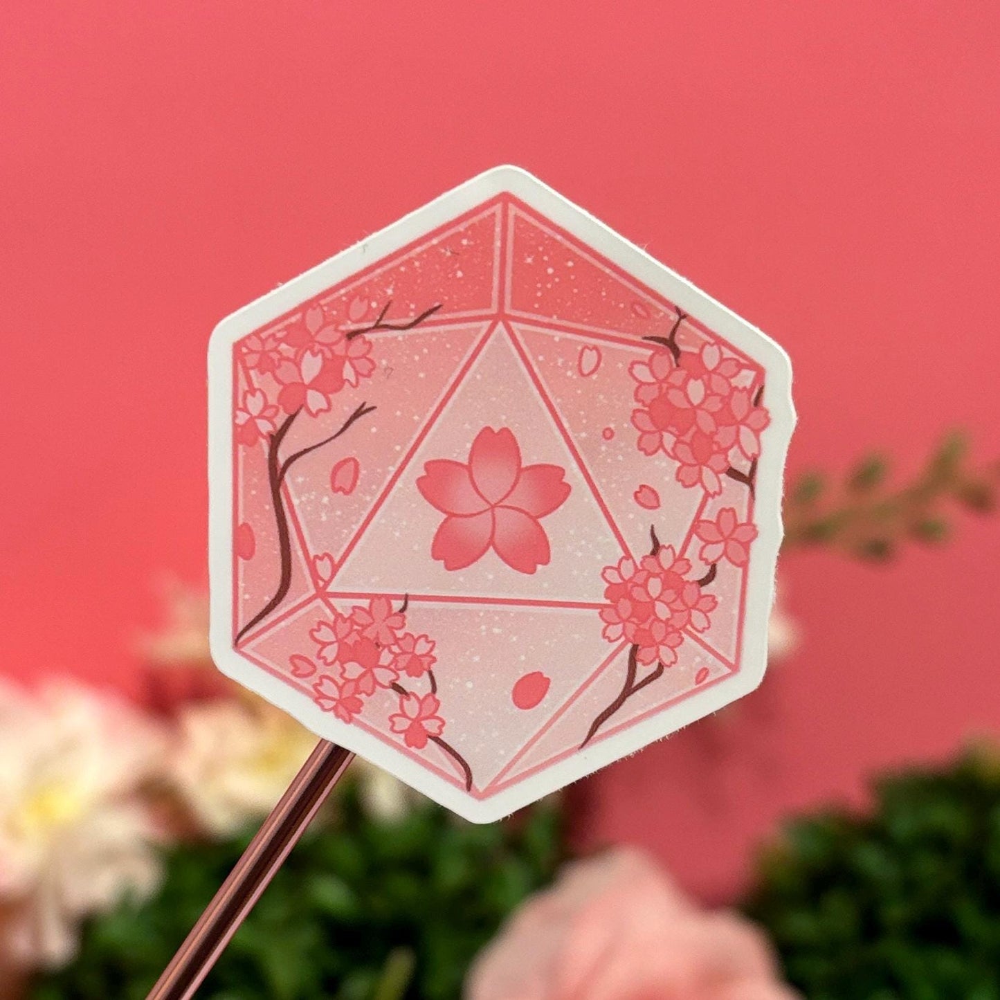D&D SAKURA FLOWERS Dice D20 DnD Sticker