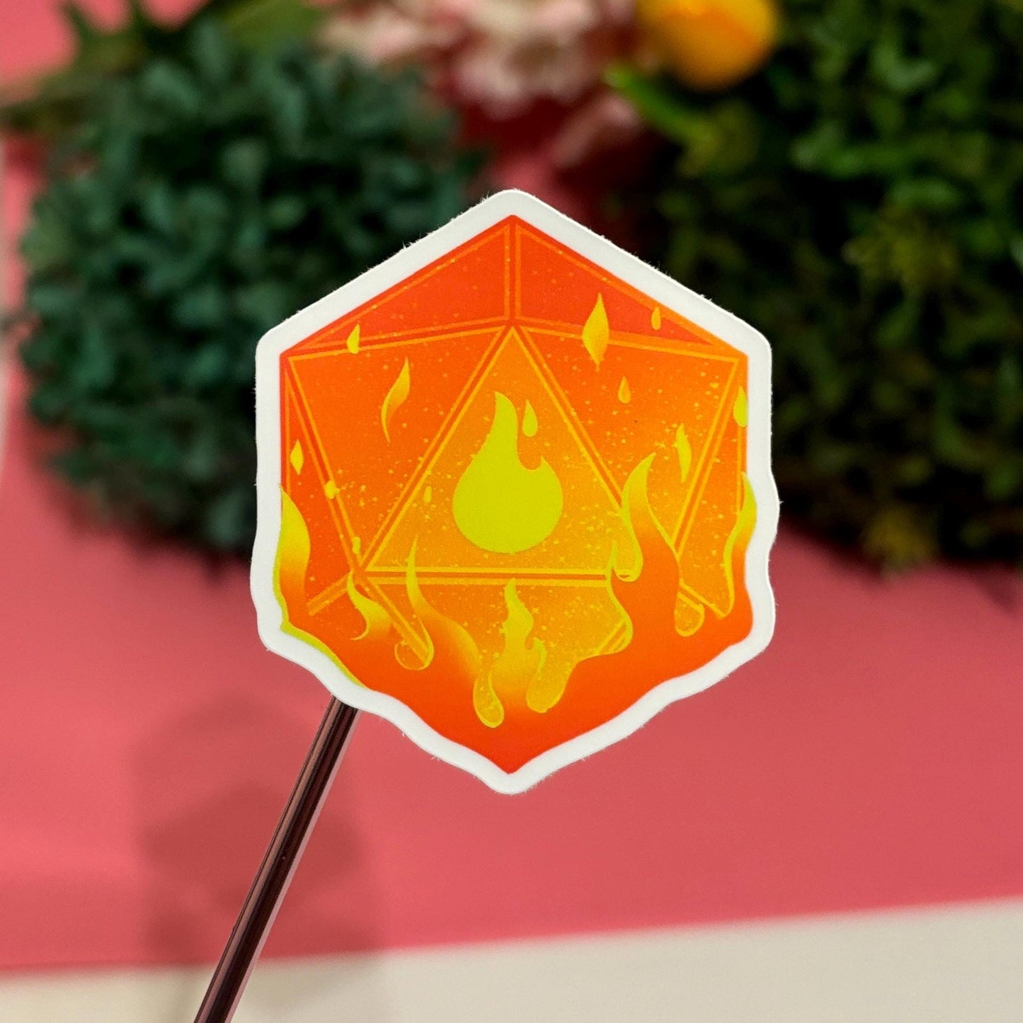 D&D FIRE Dice D20 DnD Sticker