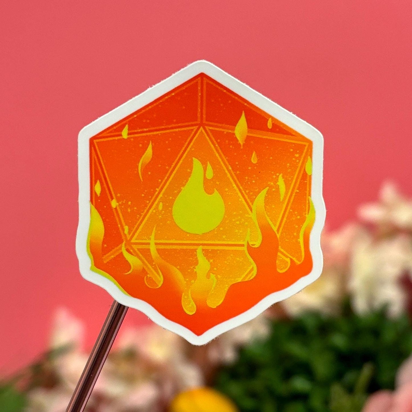 D&D FIRE Dice D20 DnD Sticker