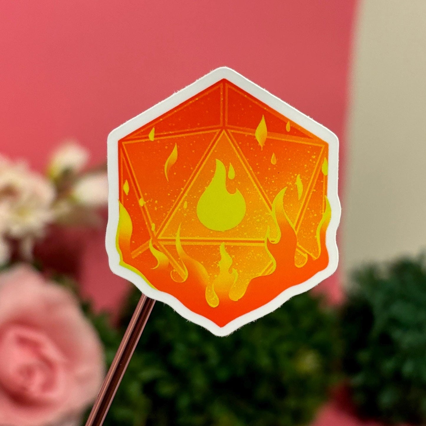 D&D FIRE Dice D20 DnD Sticker