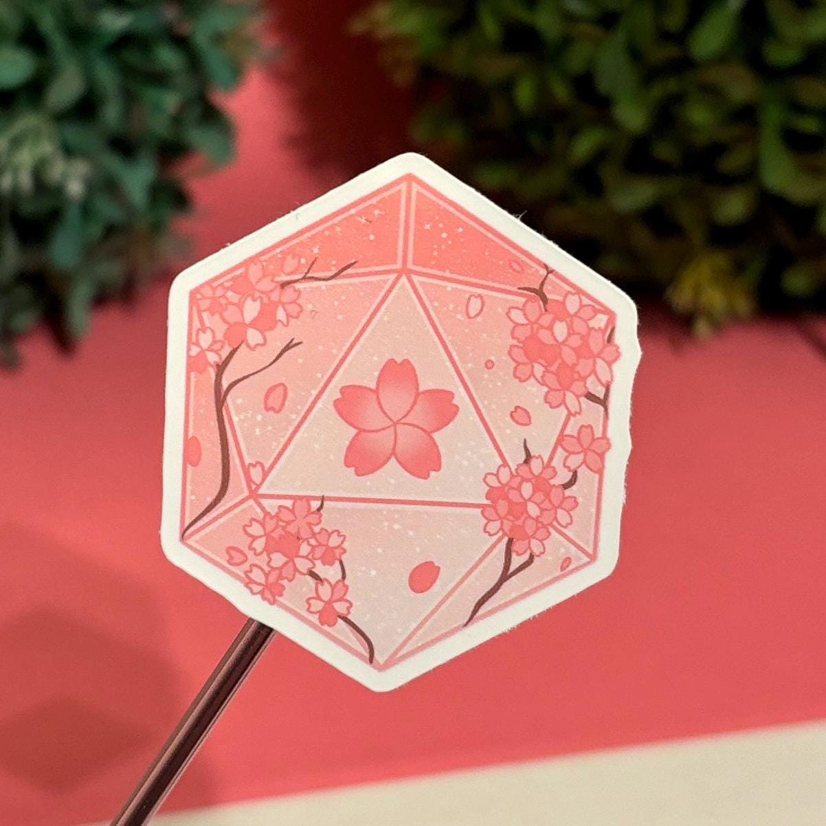 D&D SAKURA FLOWERS Dice D20 DnD Sticker