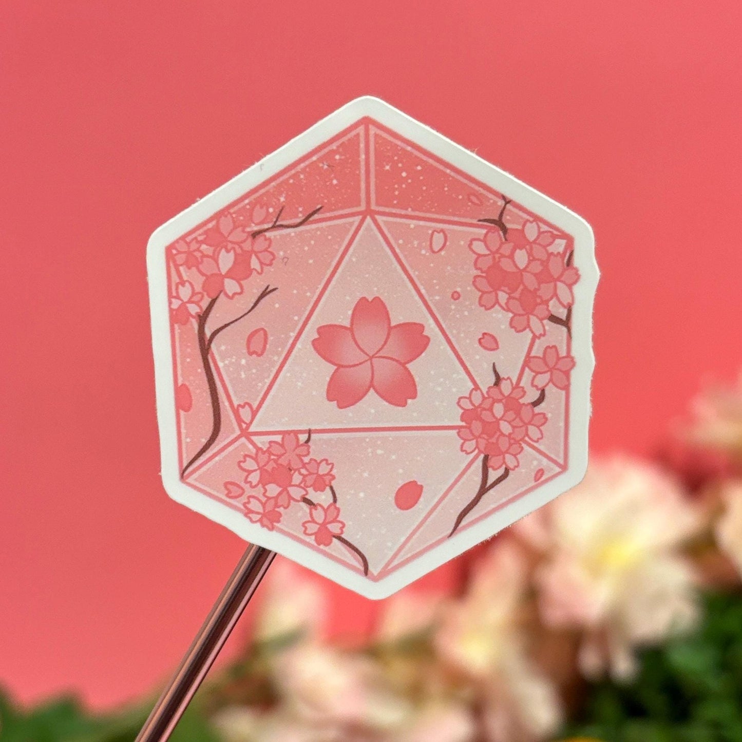 D&D SAKURA FLOWERS Dice D20 DnD Sticker
