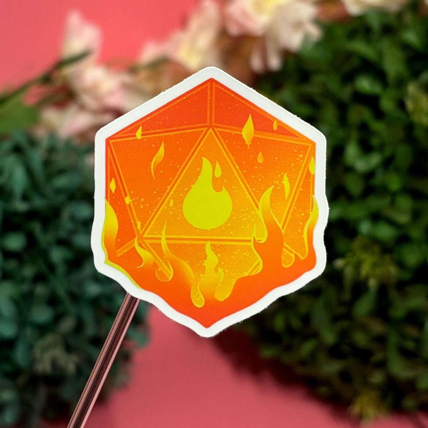D&D FIRE Dice D20 DnD Sticker
