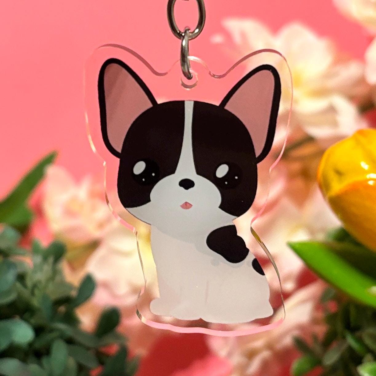 White and Black French Bulldog Keychain (More Colors In My Shop)