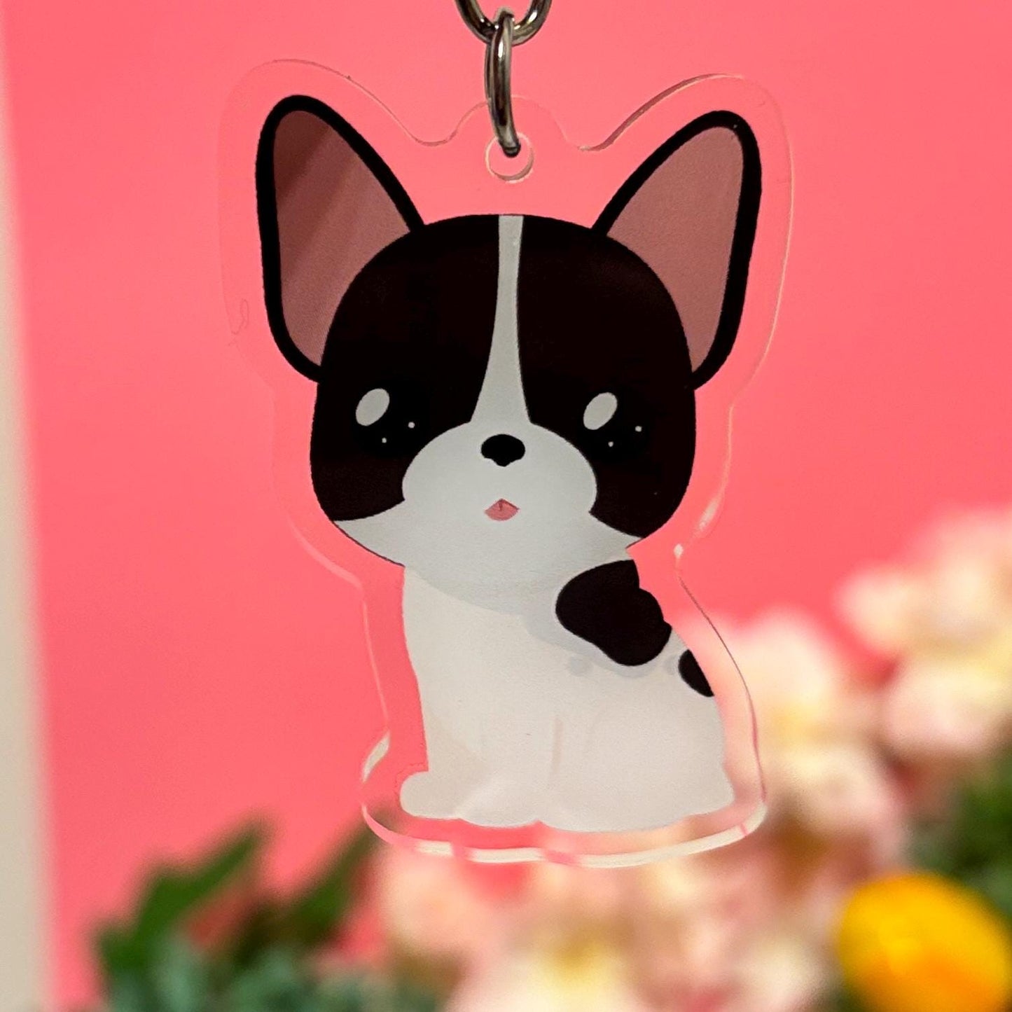 White and Black French Bulldog Keychain (More Colors In My Shop)