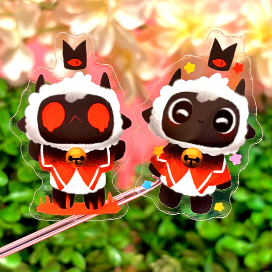GOOD & BAD LAMBERT stickers from Cult of the Lamb – Perfect for Best Friends! (matching keychains also available)