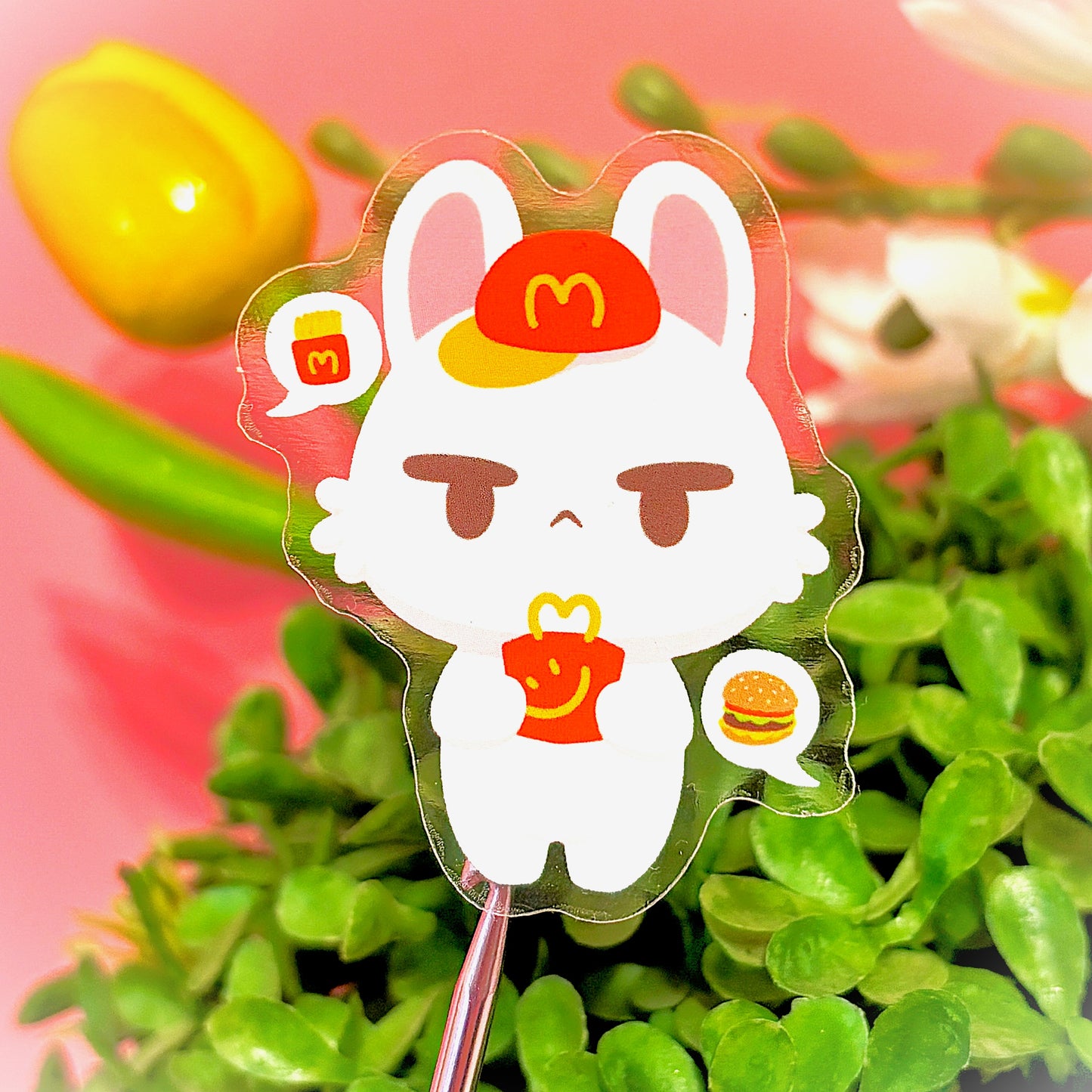 McBunny transparent sticker (matching McDonald's fast food bunny keychain also available)