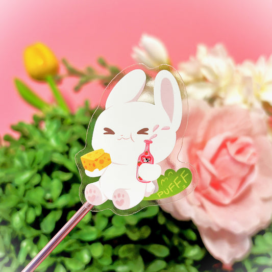 Adorable Lactose-Intolerant Bunny Transparent Sticker (Matching Keychain Available)