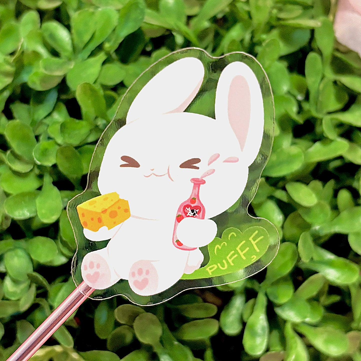 Adorable Lactose-Intolerant Bunny Transparent Sticker (Matching Keychain Available)