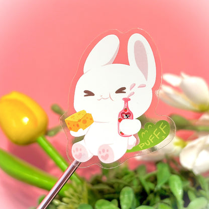 Adorable Lactose-Intolerant Bunny Transparent Sticker (Matching Keychain Available)