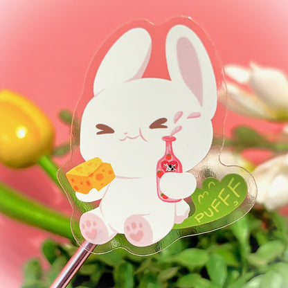 Adorable Lactose-Intolerant Bunny Transparent Sticker (Matching Keychain Available)