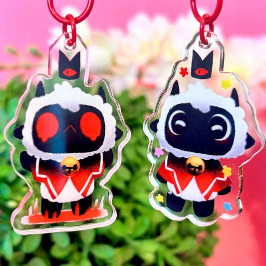 Good & Bad LAMBERT Keychains from Cult of the Lamb – Perfect for Best Friends!