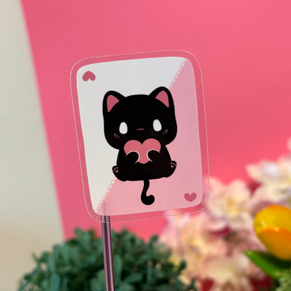 Cute White And Black Playing Cards Cat Friendship Stickers