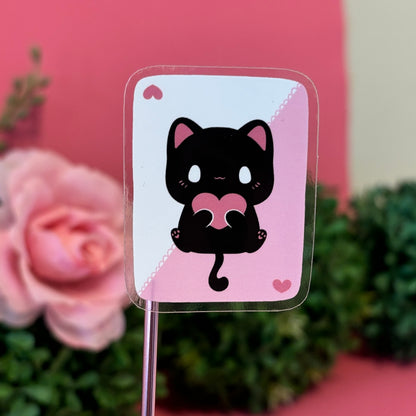 Cute White And Black Playing Cards Cat Friendship Stickers