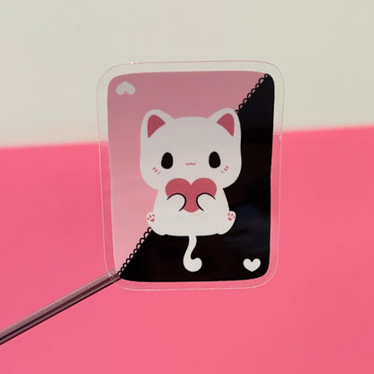 Cute White And Black Playing Cards Cat Friendship Stickers