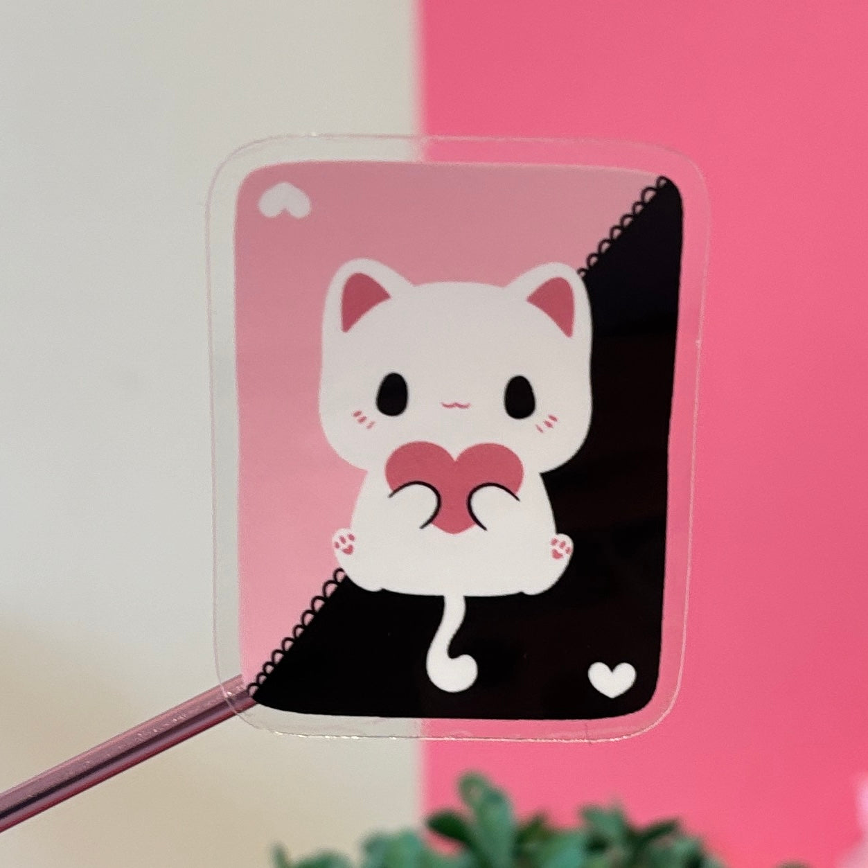 Cute White And Black Playing Cards Cat Friendship Stickers