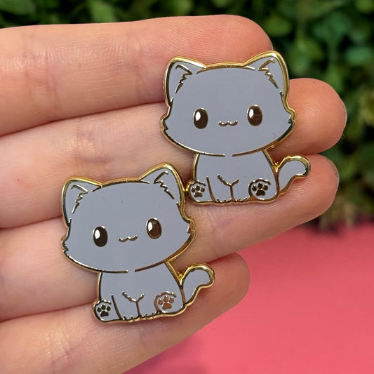 Graceful Light Grey Blue Cat Pin – Perfect For Cat Fans! [More Colors and Breeds Available in My Shop]