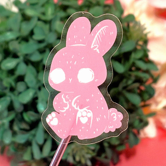 Pink Bunny Sticker – Sweet Whimsy in Transparent Vinyl