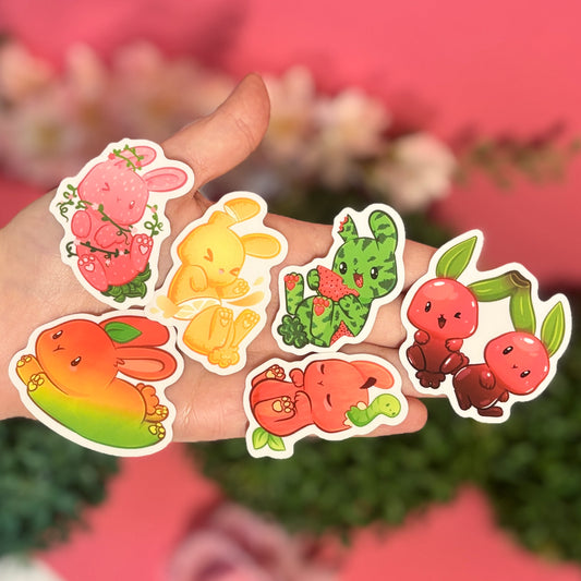 Fruit Rabbit Stickers – Sweet, Crunchy, And Just A Little Twisted!