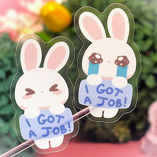 I Got a Job – Bunny Sticker (Happy or Sad)