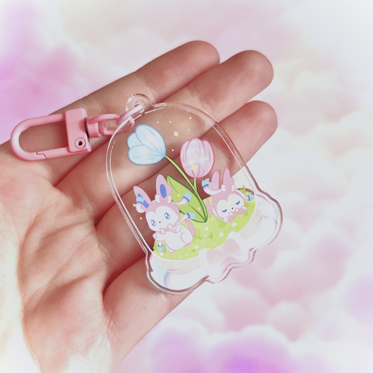 Poke Sylveon Terrarium Keychain – Enchanting Fairy Charm