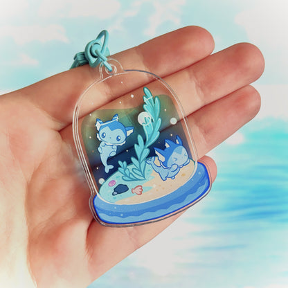 Poke Vaporeon Terrarium Keychain – Oceanic Elegance