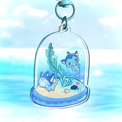 Poke Vaporeon Terrarium Keychain – Oceanic Elegance