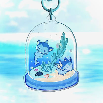 Poke Vaporeon Terrarium Keychain – Oceanic Elegance