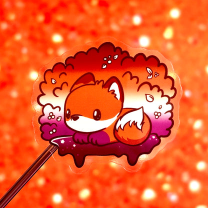 Fox Sticker with Hidden Lesbian Flag