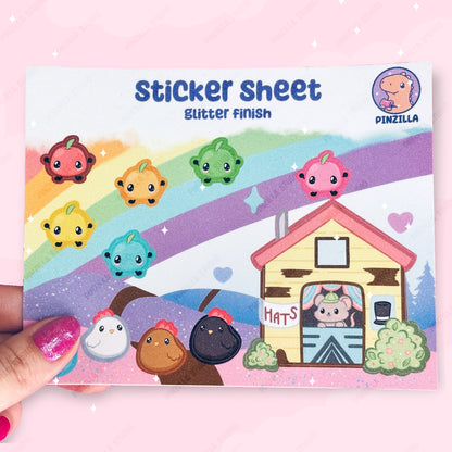 Stardew Valley game inspired GLITTER STICKER SHEET